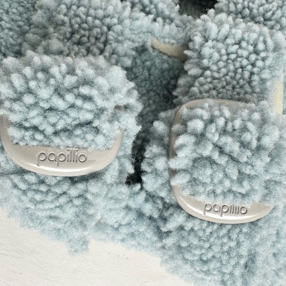 NWT Birkenstock Papillio Arizona Big Buckle Shearling fuzzy sandal blue 39/8 - Picture 8 of 16